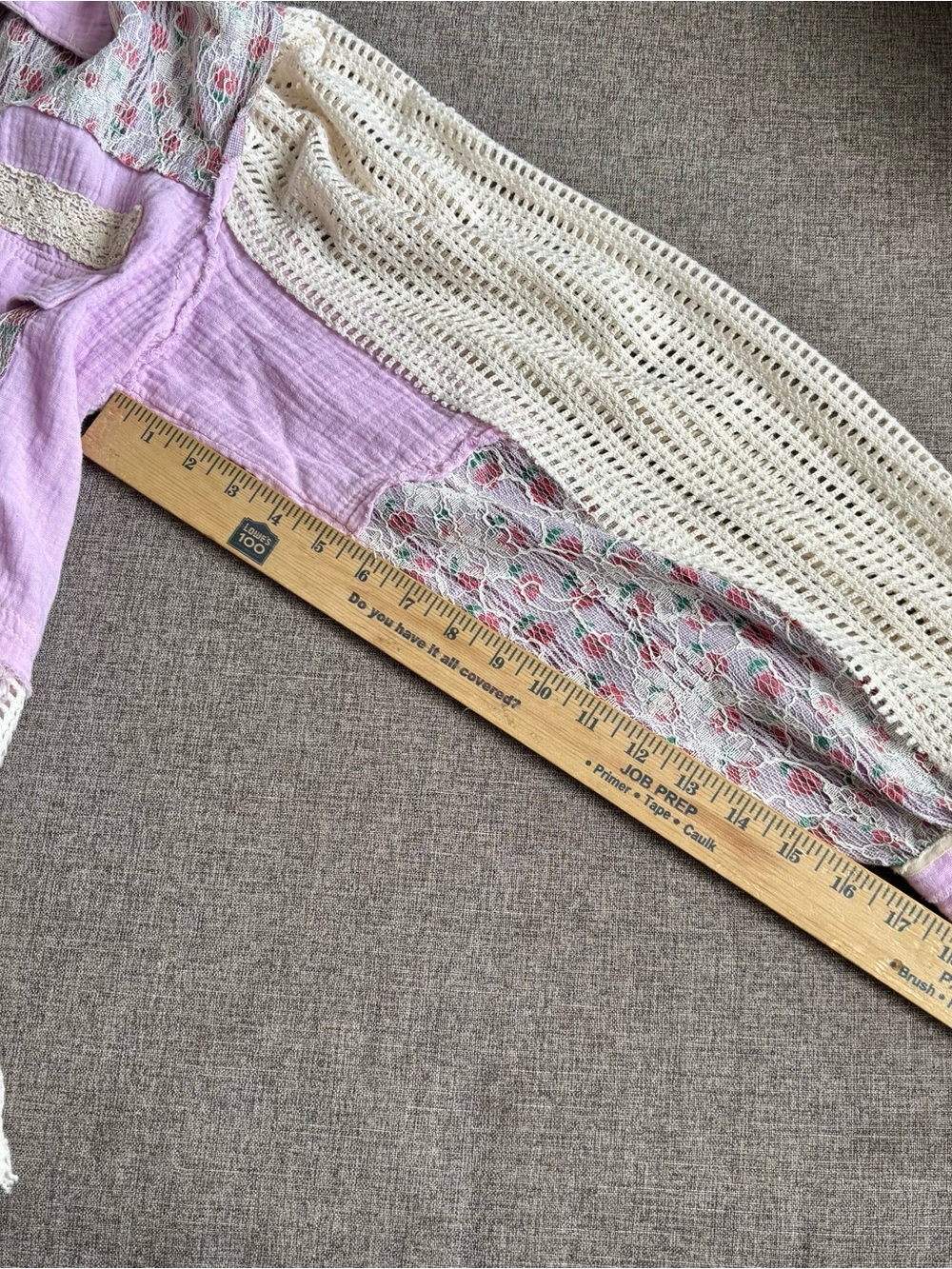 POL Lavender Patchwork Button-Front Shacket with Cream Sleeves - Picture 10 of 10
